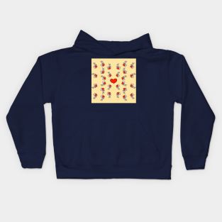 Rabbit Holding a Heart Pattern Kids Hoodie